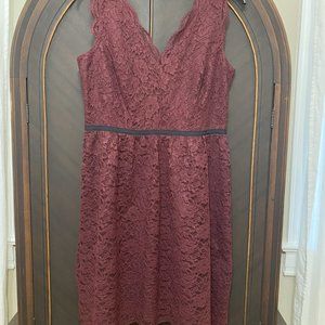Loft Burgandy Lace Dress